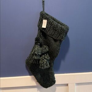 Beautiful Green Knit Stockings and tree skirt with Tassels